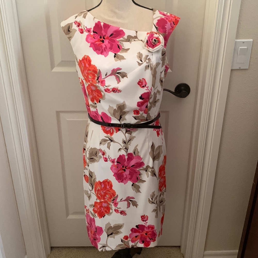 SIZE 10 Dress Barn Flowered Sheath dress - Picture 1 of 9